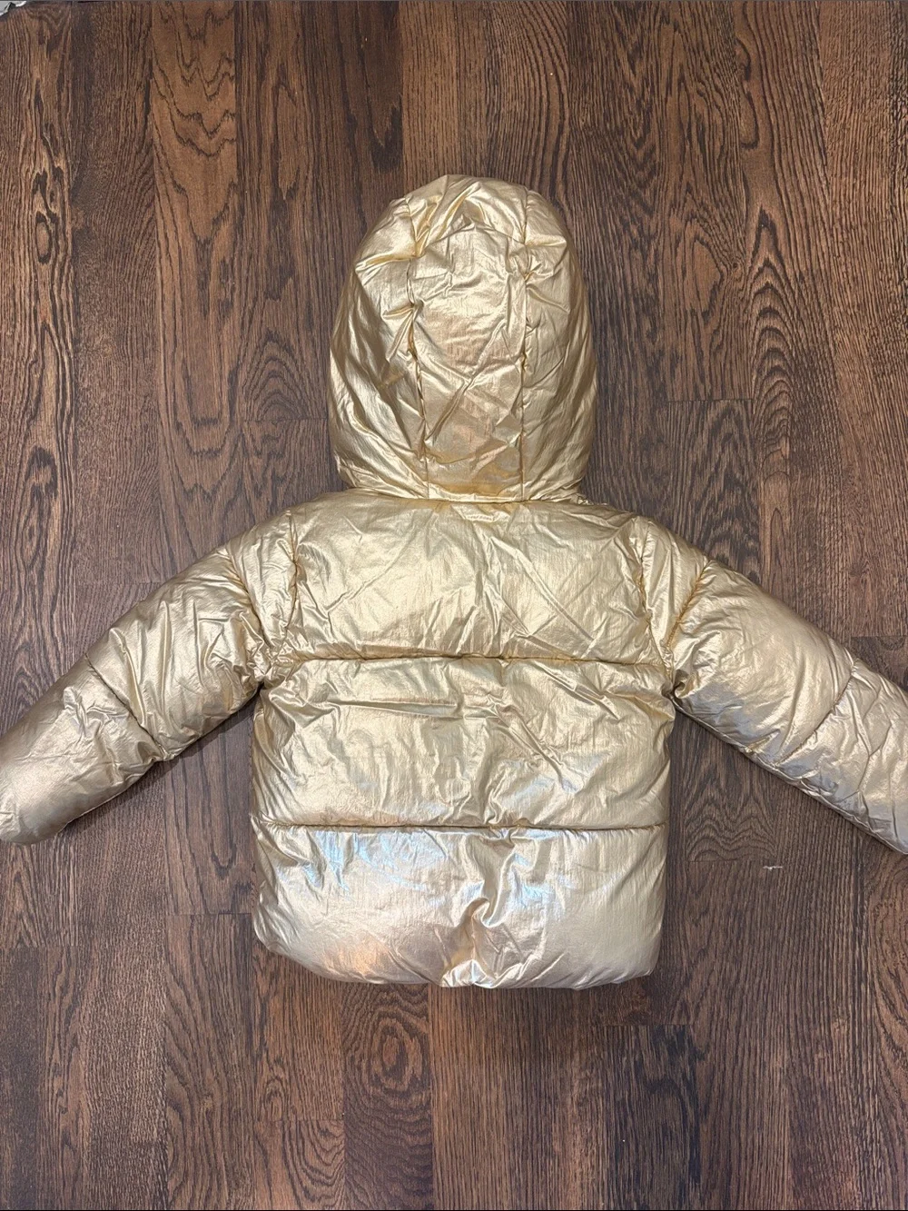 EUC Gap Girls Metallic Gold Puffer Jacket with Hood